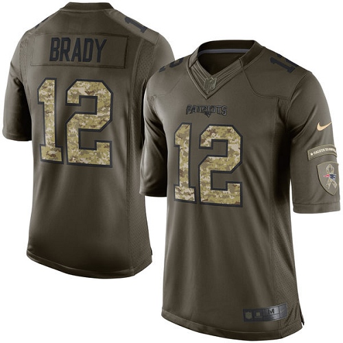 Nike Patriots #12 Tom Brady Green Youth Stitched NFL Limited 2015 Salute to Service Jersey